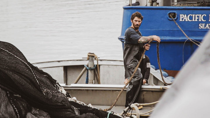 Man working on a fishing boat