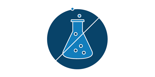 Icon with a crossed out line over a chemistry conical flask